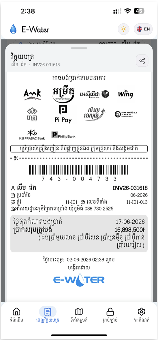 Invoice preview — print / share