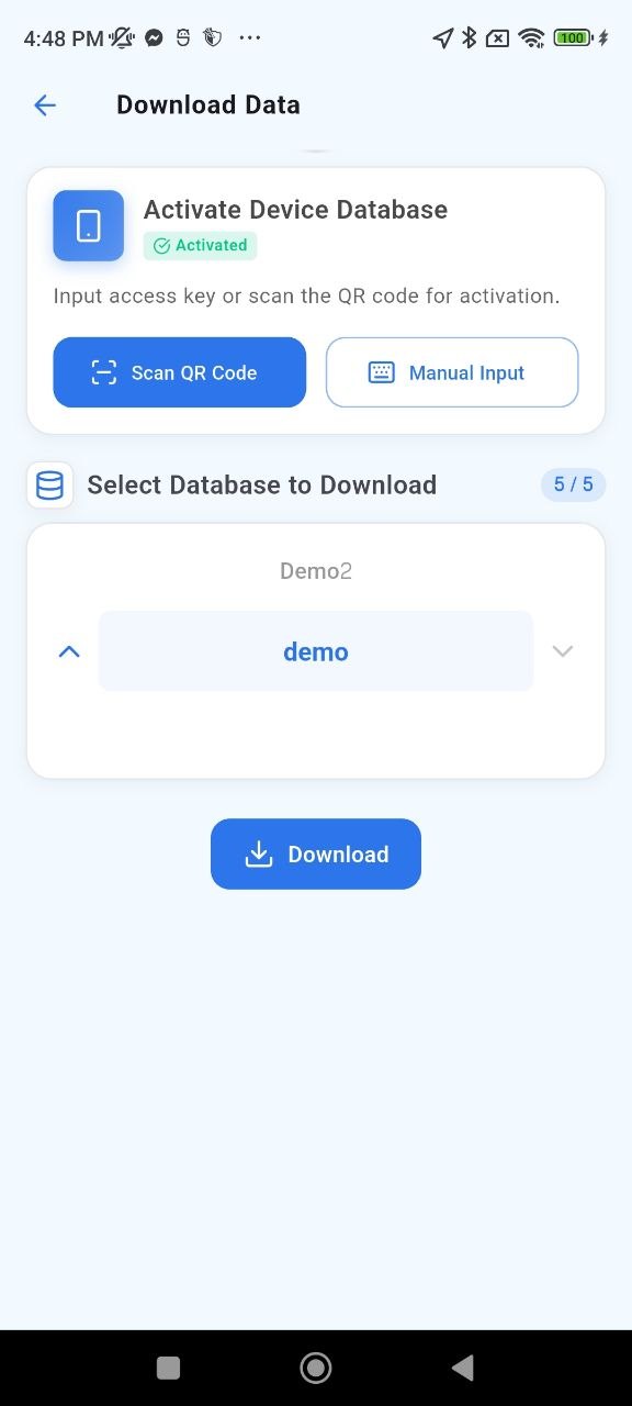 Download data — activate & select DB
