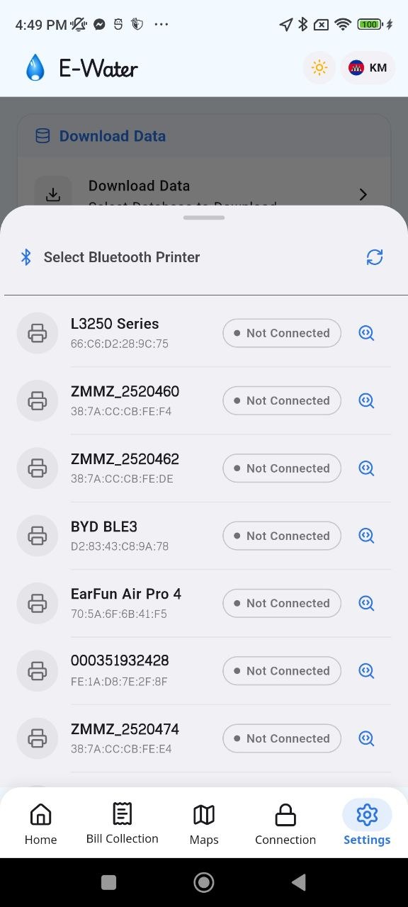 Select Bluetooth printer